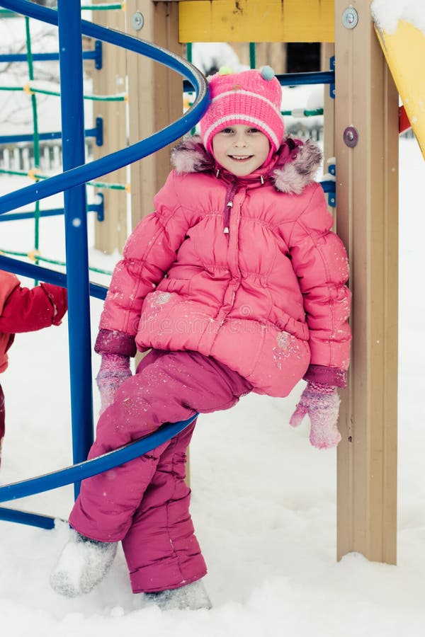 Beautiful Happy Kid in the Red Jacket Stock Image Image of nature