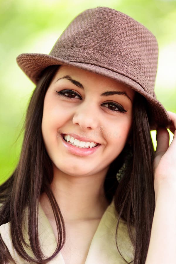 Beautiful Happy Latin Girl Outdoor Stock Image Image Of Green