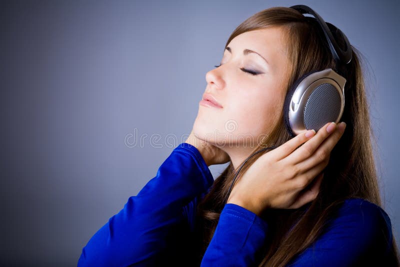 Beautiful Headphones Girl stock image. Image of skin 14952449