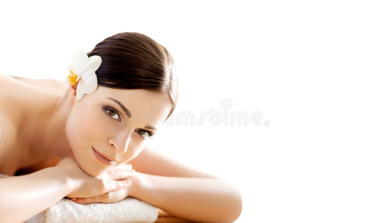 Beautiful And Healthy Brunette Woman Is Getting Massage Treatment In Spa Salon Spa Health And