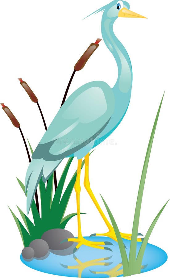 Beautiful heron cartoon stock illustration. Illustration of black ...