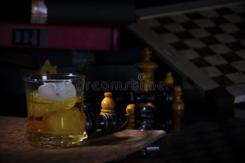 HD Whiskey Glass and Chess Wallpaper Stock Photo - Image of shadow, glass:  161498170