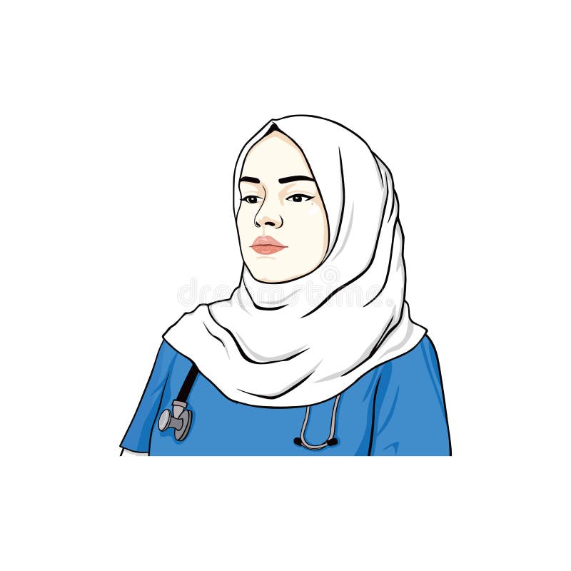 Beautiful Hijab Nurse Illustration, Vector Design Stock Vector ...