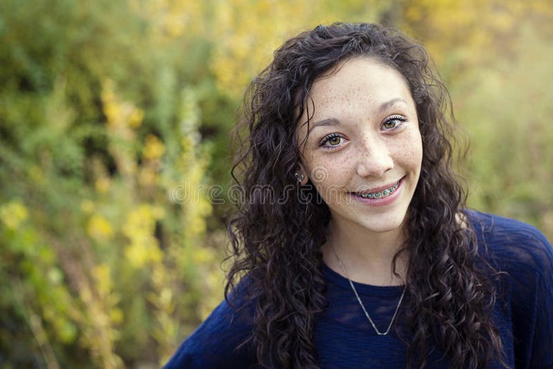 Beautiful Hispanic Teen Girl Portrait With Braces Stock Image Image Of Beautiful Grin 99482189