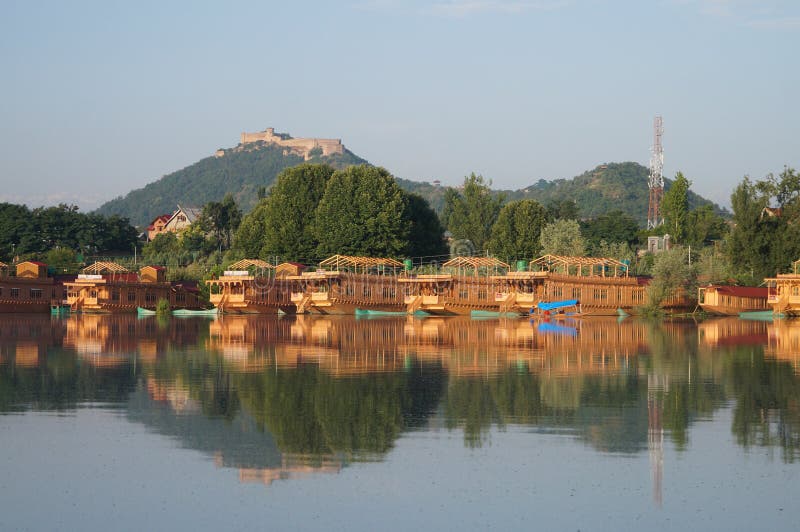 Beautiful houseboat at Dal Lake in Srinagar, Kashmir, India