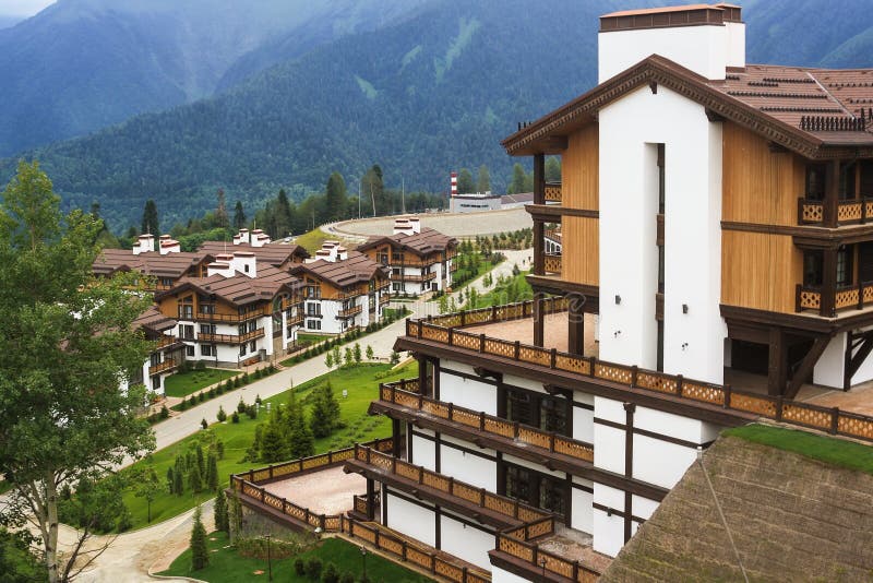 Beautiful houses among mountains