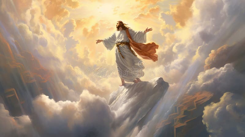 Jesus Ascending into Heaven Stock Illustration - Illustration of ...