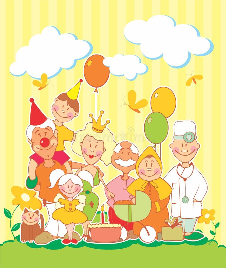 Beautiful illustration of the family stock illustration