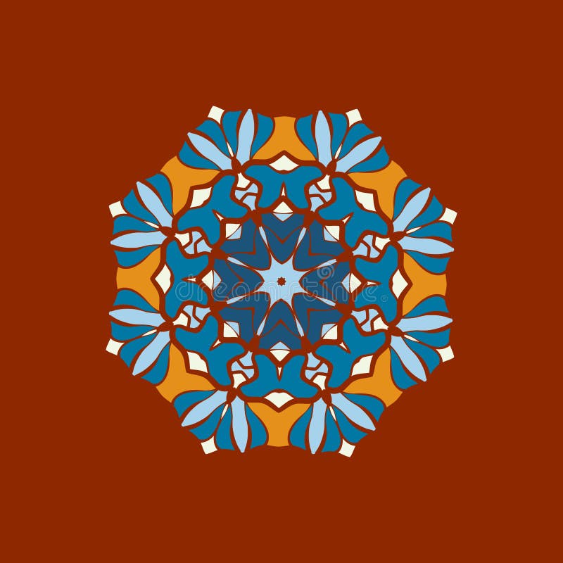 Beautiful Indian floral ornament print. Ethnic Mandala Fabric Pattern. Vector Buddhism style paint for Meditation. Can