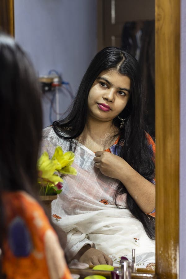 Indian Woman in Front of Mirror Stock Photo - Image of middle, asian: 207845266 Indian Woman in Front of Mirror Stock Photo - Image of middle, asian: 207845266