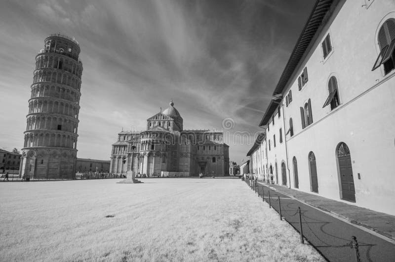 Beautiful infrared view of Leaning Tower in Pisa