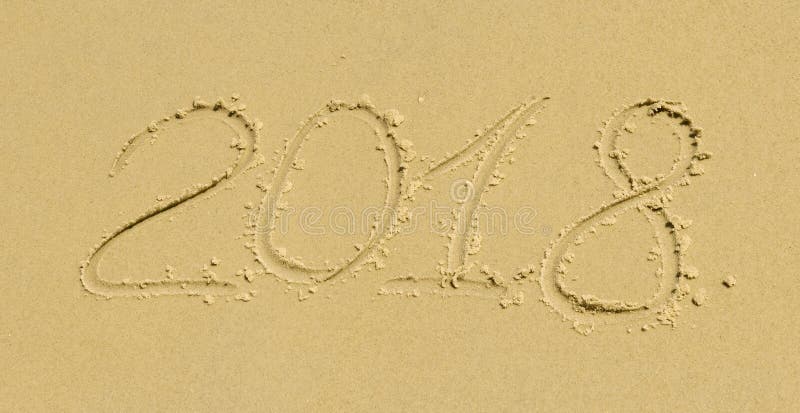 The inscription on the sand 2018 stock photography