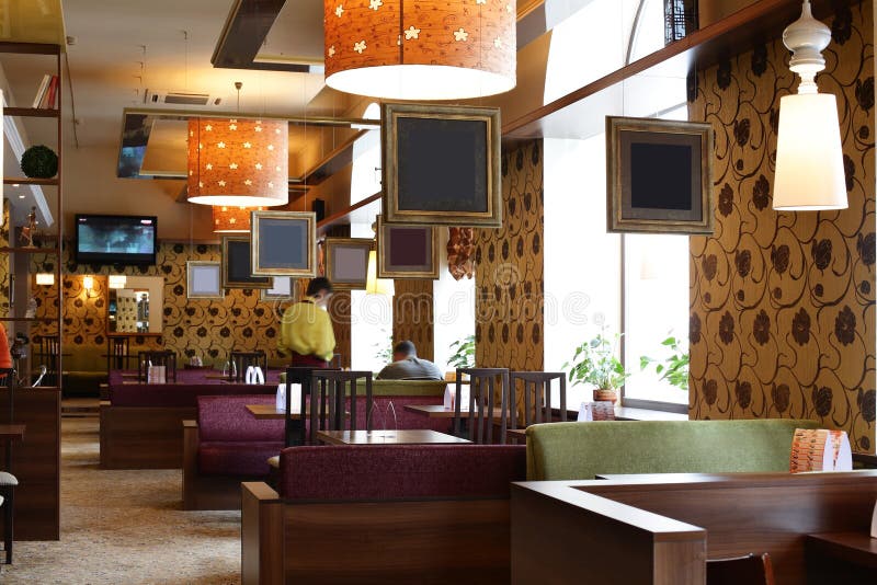 Beautiful interior of modern restaurant royalty free stock photo