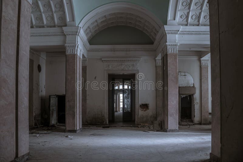 Beautiful interior of an old abandoned palace