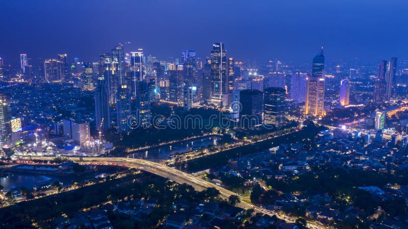 Beautiful Jakarta City with Night Lights Editorial Stock Photo - Image