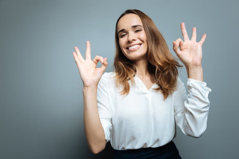 Beautiful Joyful Woman Feeling Happy Stock Photo - Image of manager ...