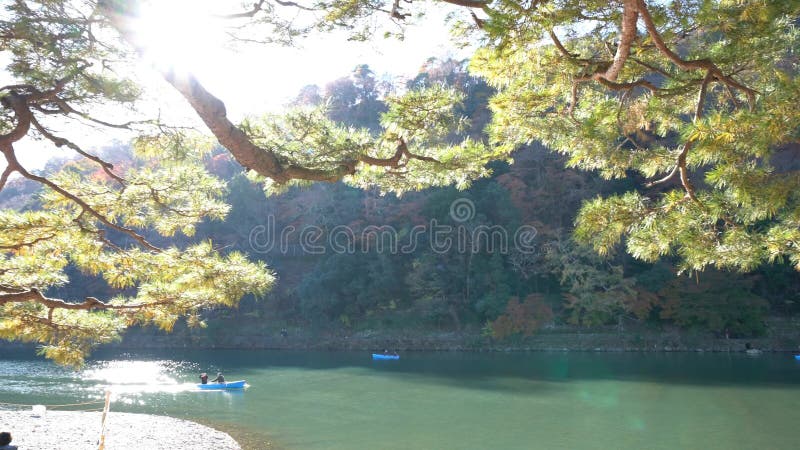 Beautiful Katsura River with boat