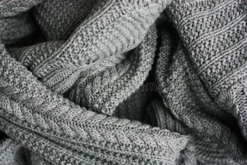 Beautiful Knitted Grey Sweater Close Up View Stock Image - Image of ...