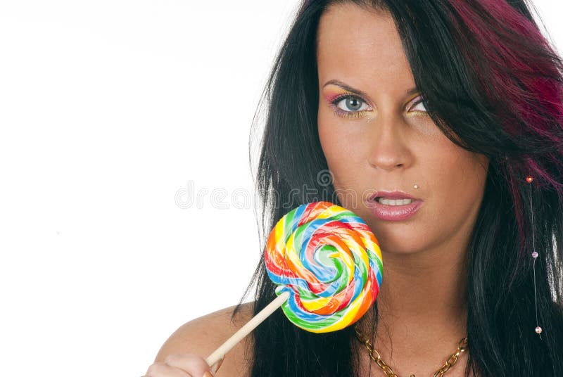 Beautiful lady with candy