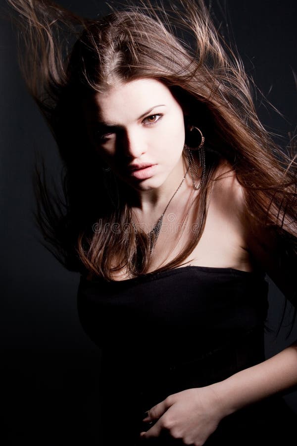 Beautiful lady with long brown hair