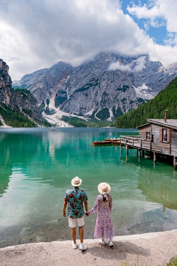 Beautiful Lake In The Italian Alps Lago Di Braies In The Italian