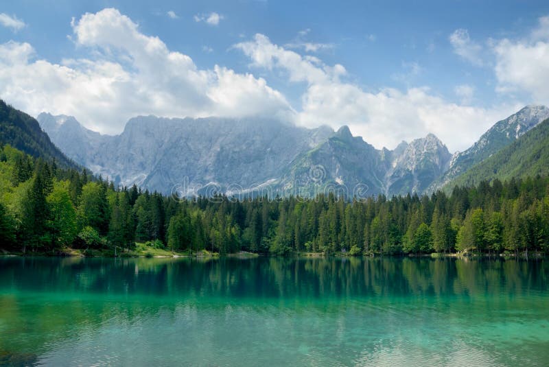 Beautiful lake with mountains in the background