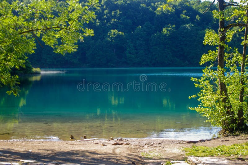 Beautiful lake in Plitvice National park. royalty free stock photos Beautiful lake in Plitvice National park. royalty free stock photos
