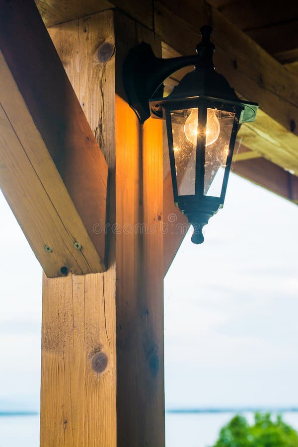 The Beautiful Lamp Post in the Evening before Sunset. Stock Image Image of iron, background