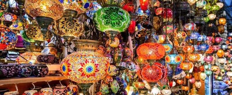 Beautiful lamps in Grand Bazaar, Istanbul, Turkey