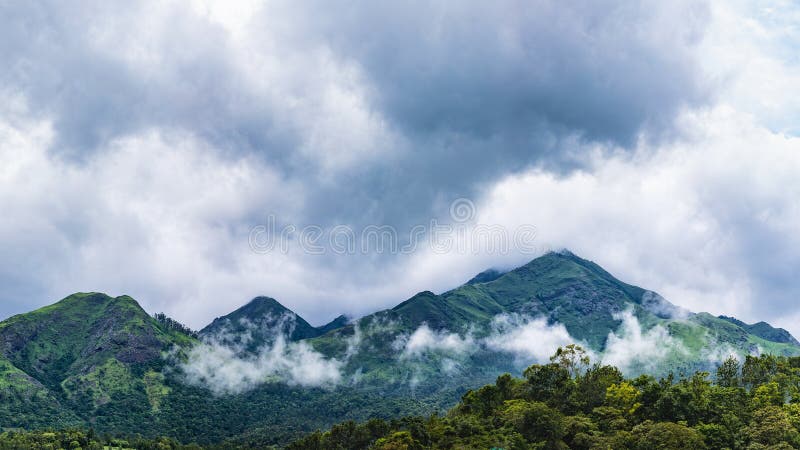 Beautiful landscape mountain and hills view clouds passing throw royalty free stock images