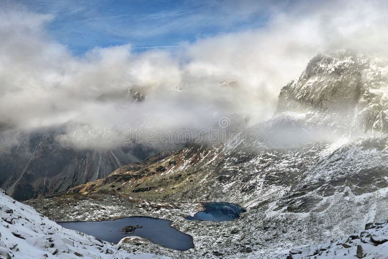 Krásna krajina horských jazier vo Vysokých Tatrách