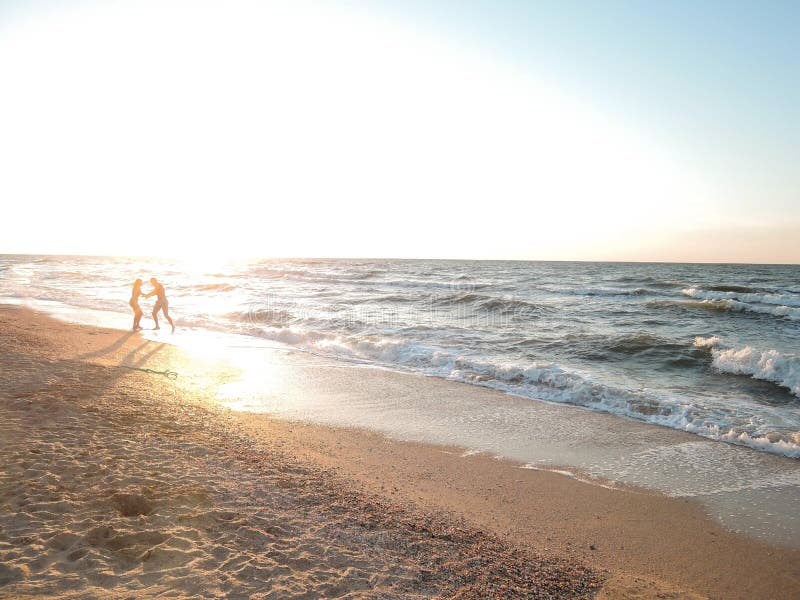 Beautiful landscape of sea shore during sunset. Concept of honey moon, happiness and love