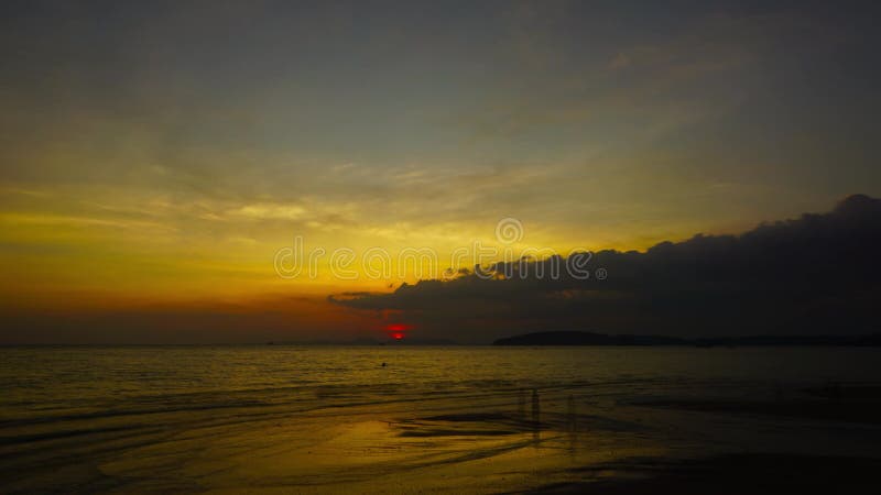 Tropical sea sunset on the beach, timelapse