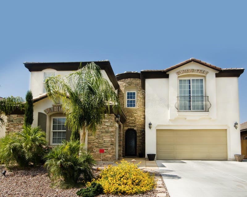 Beautiful large new home in Arizona stock image Beautiful large new home in Arizona stock image