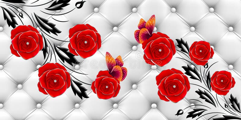 Beautiful Leather Background Wallpaper and with Beautiful Flower Butterfly  Design Stock Illustration - Illustration of bouquet, design: 228861817