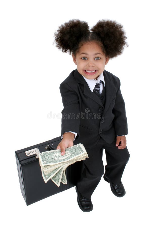 Beautiful Little Business Woman With Briefcase with big hazel eyes and a handful of cash. Shot in studio over white with the Canon 20D. Beautiful Little Business Woman With Briefcase with big hazel eyes and a handful of cash. Shot in studio over white with the Canon 20D.