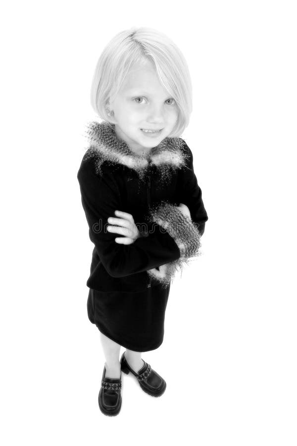Beautiful Little Girl in Black and White Stock Image - Image of ...