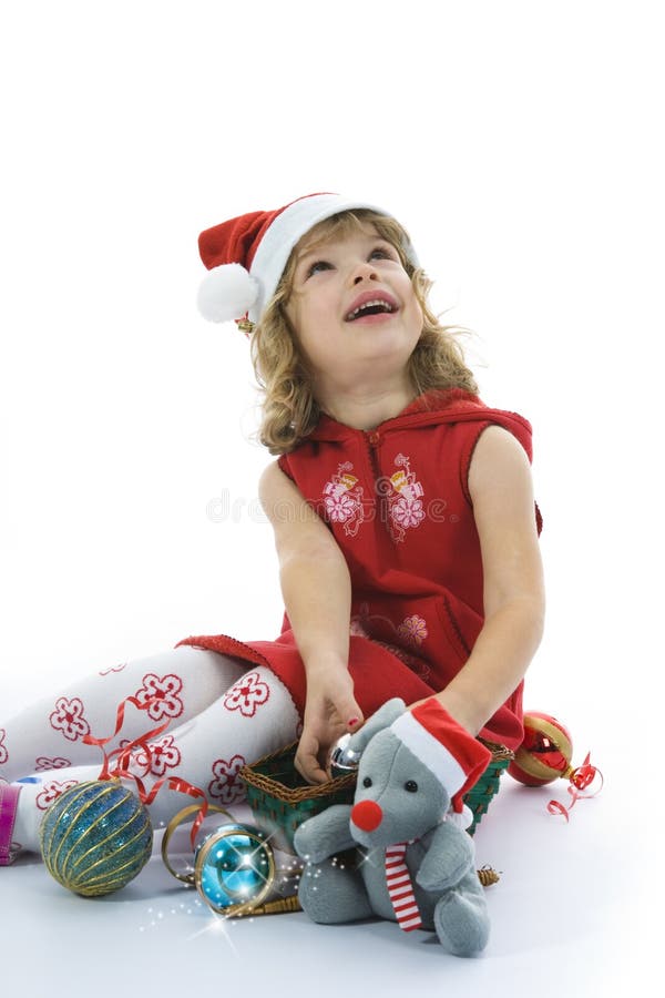 Beautiful little girl with christmas decoration