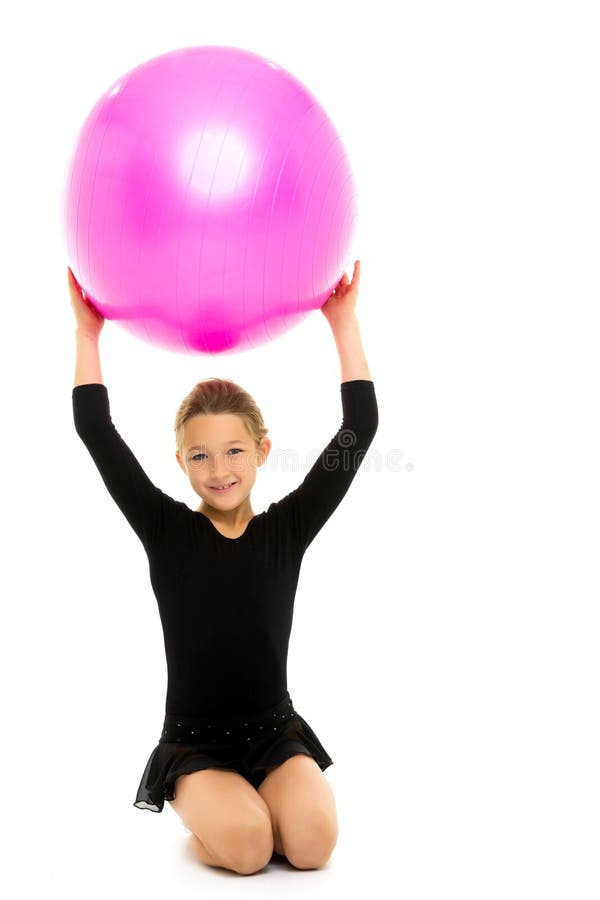 Little Girl Doing Exercises Big Ball Stock Photos - Free & Royalty-Free ...