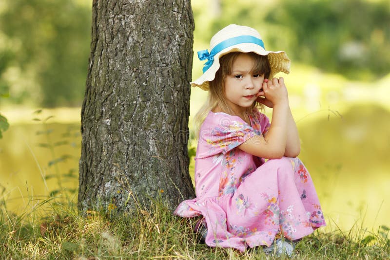 Beautiful Little Girl on Nature Stock Photo - Image of happiness, baby ...