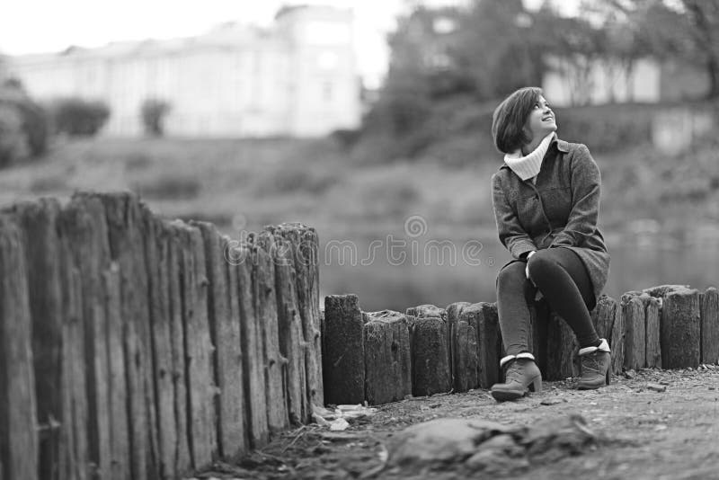 Beautiful Lonely Girl On The Bank Of River Stock Image Image Of Dress Beautiful 64224175