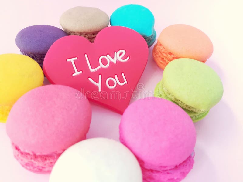 Beautiful Love Heart with Macaron, Cute Wallpaper, Pink Background Stock  Image - Image of word, pink: 106854571