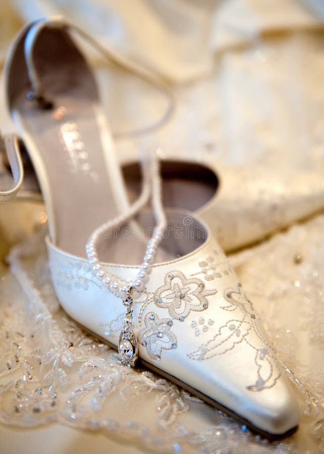 Beautiful luxury white wedding shoes