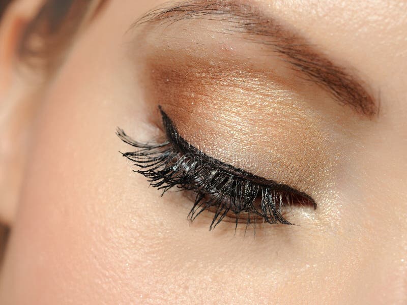 Beautiful macro eye with long lashes,make-up