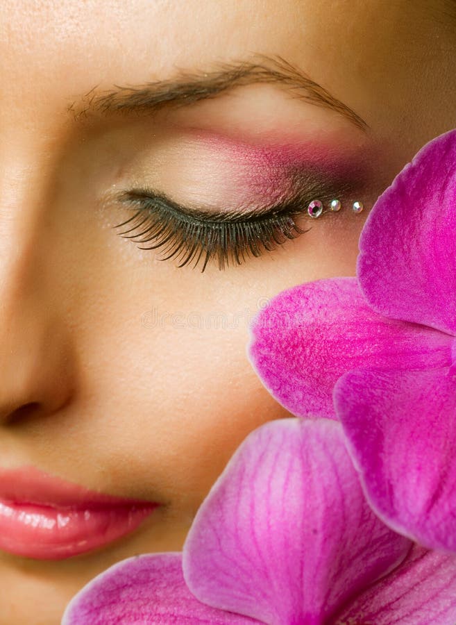 Beautiful Luxury Makeup. Face closeup. Clear closeup view stock images, royalty-free photos and pictures
