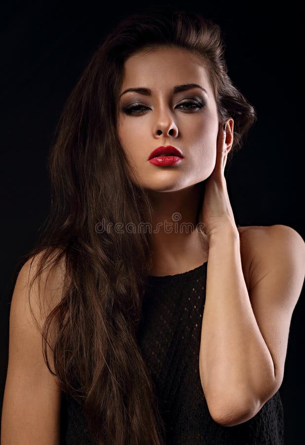 Makeup Female Model With Black Short Hair Stock Photo - Image of ...