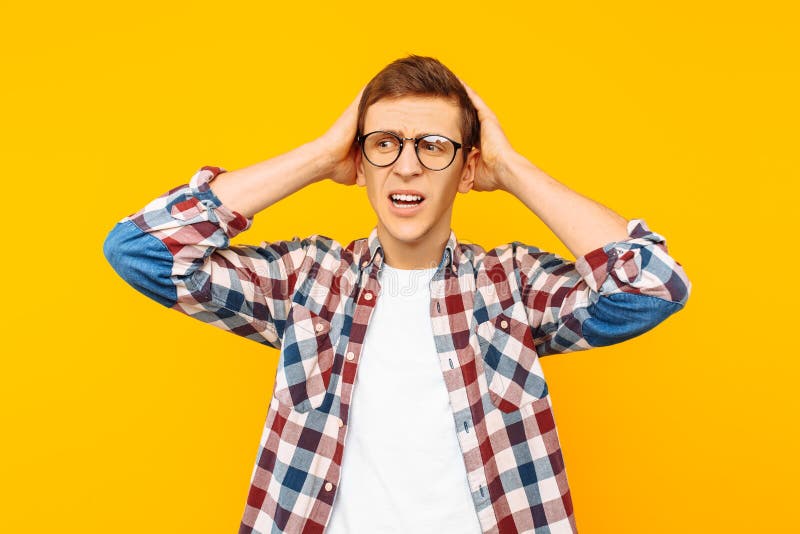 Beautiful man holding his head, man stress royalty free stock photo Beautiful man holding his head, man stress royalty free stock photo
