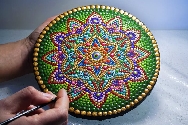 Beautiful mandala painted with a brush