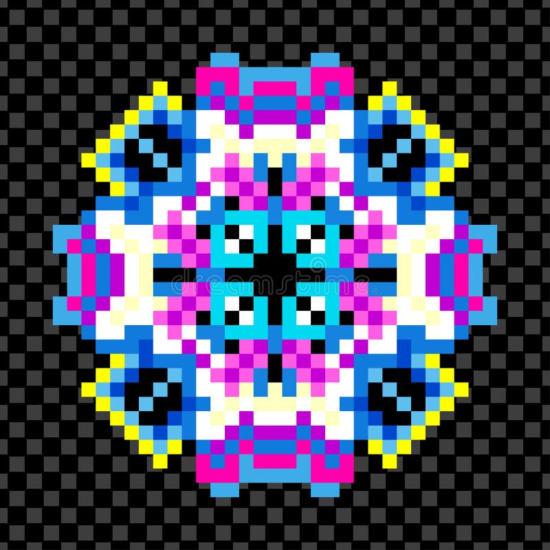 Beautiful mandala of pixels on a black background vector illustration Beautiful mandala of pixels on a black background vector illustration