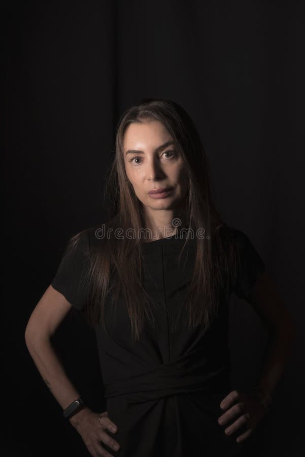 Beautiful Mature Woman Dressed In Black Stock Photo Image Of Beautiful Brunette